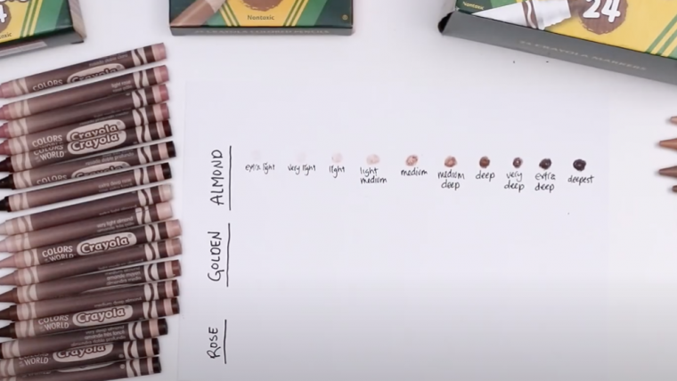 Crayons in many shades of brown