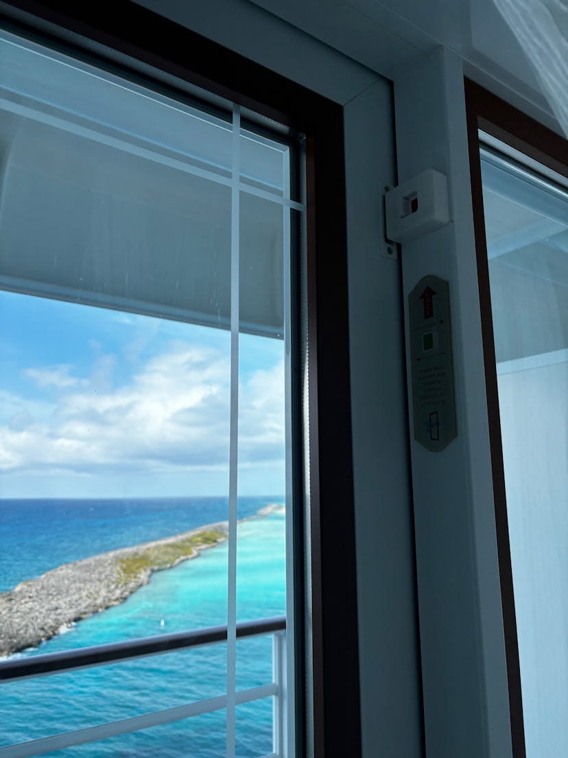 Child safety locks on balcony doors on board the Disney Treasure