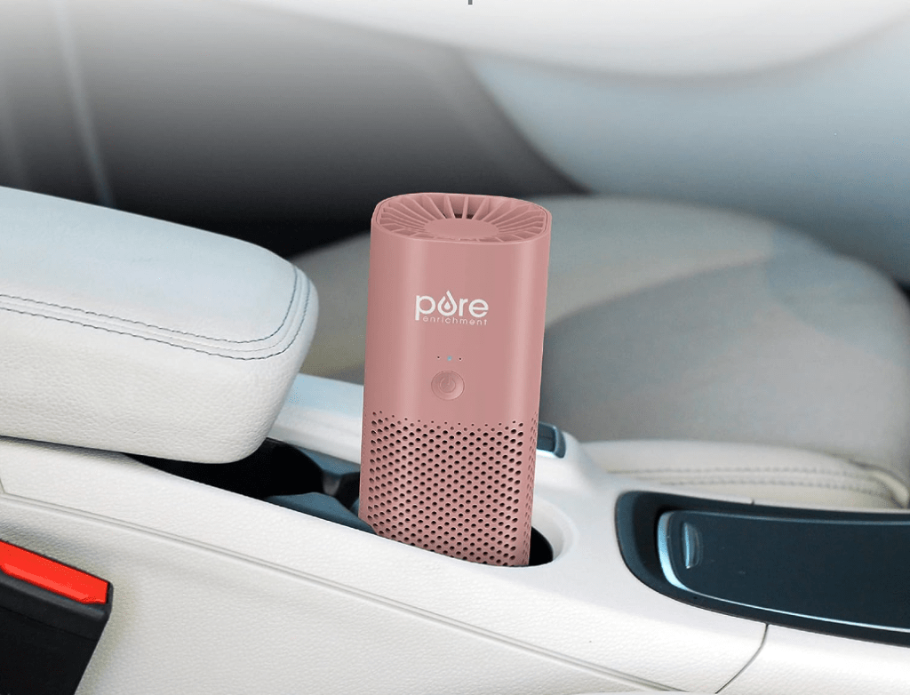 PureZone Mini Portable Air Purifier in pink